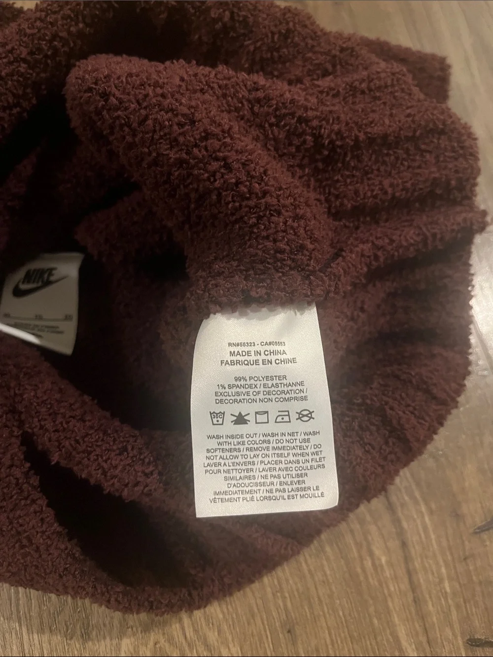 Nike Deep Brown Sherpa Crop Workout Pullover Top